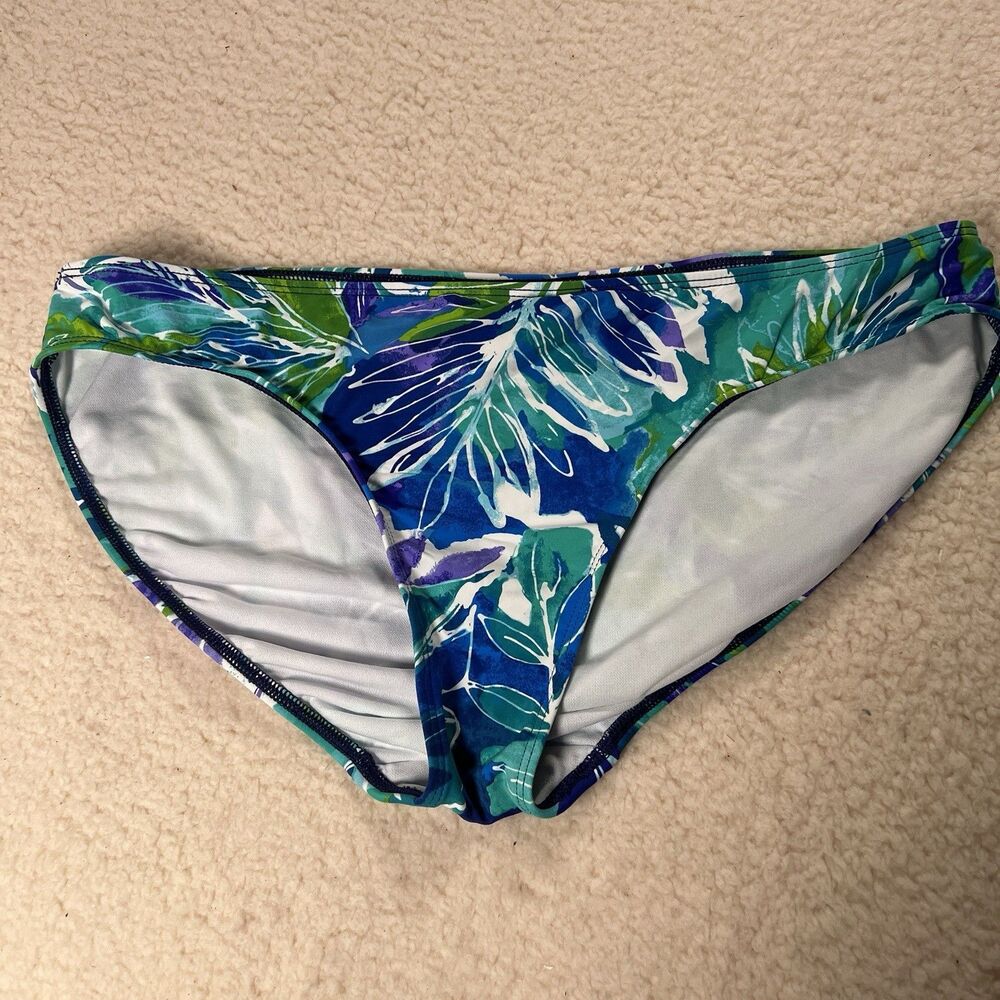 Ralph Lauren Blue Multi Color Blue Tropical Hipster Bikini Bottom Swim 16 XL